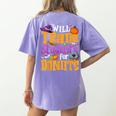 Will Trade Students For Donuts Halloween Teacher Women's Comfort Colors T-Shirt Back Print Violet