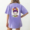 Witchy Teacher Halloween Messy Bun Teacher Bleached Women's Comfort Colors T-Shirt Back Print Violet Witchy Teacher Halloween Messy Bun Teacher Bleached Women's Comfort Colors T-Shirt Back Print Violet