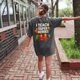 I Teach Super Heroes Teacher Women's Comfort Colors T-Shirt Back Print Pepper