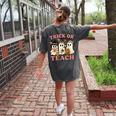 Teacher Halloween Trick Or Teach Cute Ghost Coffee Pumpkins Women's Comfort Colors T-Shirt Back Print Pepper