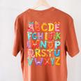 Alphabet A-Z ABC Kids Back To School Pre K Teachers Women's Comfort Colors T-Shirt Back Print Yam Alphabet A-Z ABC Kids Back To School Pre K Teachers Women's Comfort Colors T-Shirt Back Print Yam