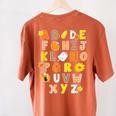 Alphabet Turkey Thanksgiving Costume Preschool Teacher Men Women Women's Comfort Colors T-Shirt Back Print Yam