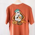 Art Teacher Painting Brushes Retro Pumpkin Ghost Artist Women's Comfort Colors T-Shirt Back Print Yam