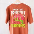 Assistant Principals Love Brains Zombie Teacher Halloween Women's Comfort Colors T-Shirt Back Print Yam