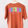 Back To School Neon Checkered Second Grade Colorful Teacher Women's Comfort Colors T-Shirt Back Print Yam
