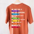 Back To School Teacher We Are Like A Box Of Crayons Women's Comfort Colors T-Shirt Back Print Yam Back To School Teacher We Are Like A Box Of Crayons Women's Comfort Colors T-Shirt Back Print Yam