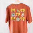 Back To School Yellow Bows Book Coffee Leopard Apple Teacher Women's Comfort Colors T-Shirt Back Print Yam Back To School Yellow Bows Book Coffee Leopard Apple Teacher Women's Comfort Colors T-Shirt Back Print Yam