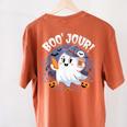 Boo Jour Ghost Halloween French Teacher Cute Coffe Croissant Women's Comfort Colors T-Shirt Back Print Yam Boo Jour Ghost Halloween French Teacher Cute Coffe Croissant Women's Comfort Colors T-Shirt Back Print Yam