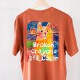 Broken Crayons Still Color Cat Teacher Women's Comfort Colors T-Shirt Back Print Yam Broken Crayons Still Color Cat Teacher Women's Comfort Colors T-Shirt Back Print Yam