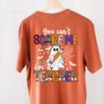 You Can't Scare Me I'm A Teacher Halloween Costume Women's Comfort Colors T-Shirt Back Print Yam