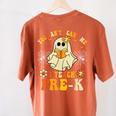 You Can't Scare Me I Teach Pre-K Halloween Teacher Ghost Women's Comfort Colors T-Shirt Back Print Yam