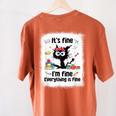 Cat It's Fine I'm Fine Everything Is Fine Teacher Life Women's Comfort Colors T-Shirt Back Print Yam Cat It's Fine I'm Fine Everything Is Fine Teacher Life Women's Comfort Colors T-Shirt Back Print Yam