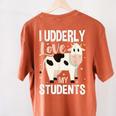 Cow Teacher Lover Women's Comfort Colors T-Shirt Back Print Yam