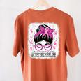 CTE Teacher In October We Wear Pink Breast Cancer Awareness Women's Comfort Colors T-Shirt Back Print Yam