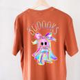 Cute Ghost Book Reading Halloween Teacher Top Girls Women Women's Comfort Colors T-Shirt Back Print Yam
