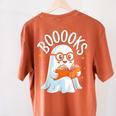 Cute Ghost Reading Book Librarian Teacher Halloween Costume Women's Comfort Colors T-Shirt Back Print Yam