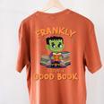 Cute Halloween Teacher Librarian Frankenstein Reading Books Women's Comfort Colors T-Shirt Back Print Yam