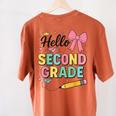 Cute Hello Second Grade Back To School Coquette Teacher Girl Women's Comfort Colors T-Shirt Back Print Yam Cute Hello Second Grade Back To School Coquette Teacher Girl Women's Comfort Colors T-Shirt Back Print Yam