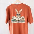 Cute Reading Bunny Glasses Books Bookworm Reader Teacher Women's Comfort Colors T-Shirt Back Print Yam