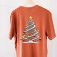 DNA Helix Christmas Tree Scientist Biology Science Teacher Women's Comfort Colors T-Shirt Back Print Yam