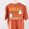 What Are We Doing Today Halloween PE Spooky Teacher Women's Comfort Colors T-Shirt Back Print Yam