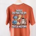Easily Distracted By Cats & History Teacher Women Men Women's Comfort Colors T-Shirt Back Print Yam Easily Distracted By Cats & History Teacher Women Men Women's Comfort Colors T-Shirt Back Print Yam
