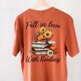 Fall In Love With Reading Book Autumn Teachers Pumpkins Women's Comfort Colors T-Shirt Back Print Yam Fall In Love With Reading Book Autumn Teachers Pumpkins Women's Comfort Colors T-Shirt Back Print Yam