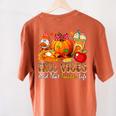 Fall Vibes Costume Teacher Thanksgiving Leopard Gnome Women's Comfort Colors T-Shirt Back Print Yam