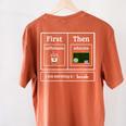 First Caffeinate Then Educate I Am Earning A Break Teacher Women's Comfort Colors T-Shirt Back Print Yam