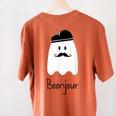 French Teacher Halloween Bonjour Ghost Women's Comfort Colors T-Shirt Back Print Yam French Teacher Halloween Bonjour Ghost Women's Comfort Colors T-Shirt Back Print Yam