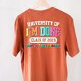 Fun University Of I'm Done Class Of 2025 Teacher Retirement Women's Comfort Colors T-Shirt Back Print Yam