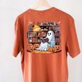 Ghost Book Reading Halloween Books Lover Teacher Women's Comfort Colors T-Shirt Back Print Yam Ghost Book Reading Halloween Books Lover Teacher Women's Comfort Colors T-Shirt Back Print Yam