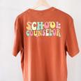 Groovy School Counselor Back To School Teacher Counseling Women's Comfort Colors T-Shirt Back Print Yam