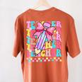 Groovy Teacher Cute Coquette Bow Flower Retro Back To School Women's Comfort Colors T-Shirt Back Print Yam