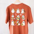 Halloween Ghost Playing Musical Instruments Music Teacher Women's Comfort Colors T-Shirt Back Print Yam Halloween Ghost Playing Musical Instruments Music Teacher Women's Comfort Colors T-Shirt Back Print Yam