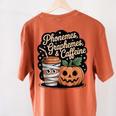 Halloween Teacher Phonemes Graphemes Caffeine Coffee Lover Women's Comfort Colors T-Shirt Back Print Yam Halloween Teacher Phonemes Graphemes Caffeine Coffee Lover Women's Comfort Colors T-Shirt Back Print Yam