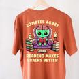 Halloween Teacher Zombie Reading Is Good For Brains Women's Comfort Colors T-Shirt Back Print Yam Halloween Teacher Zombie Reading Is Good For Brains Women's Comfort Colors T-Shirt Back Print Yam