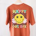 Happy Dot Day Hippie Flowers Smile Face Groovy Teacher Kids Women's Comfort Colors T-Shirt Back Print Yam