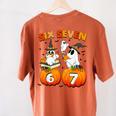 Haunted By 67 Boo Ghost Pumpkin Halloween Teacher Women's Comfort Colors T-Shirt Back Print Yam