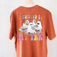 Haunted By My TBR Cute Ghosts Book Reading Teacher Halloween Women's Comfort Colors T-Shirt Back Print Yam