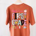 Hello First Grade Teacher Coquette Pencil Bow Back To School Women's Comfort Colors T-Shirt Back Print Yam Hello First Grade Teacher Coquette Pencil Bow Back To School Women's Comfort Colors T-Shirt Back Print Yam