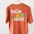 Hello First Grade Team 1st Grade Back To School Teacher Kids Women's Comfort Colors T-Shirt Back Print Yam