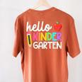 Hello Kindergarten Team Kinder Back To School Teacher Kids Women's Comfort Colors T-Shirt Back Print Yam Hello Kindergarten Team Kinder Back To School Teacher Kids Women's Comfort Colors T-Shirt Back Print Yam