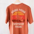 Hocus Pocus Everybody Focus Witch Halloween Teacher Women Women's Comfort Colors T-Shirt Back Print Yam