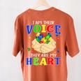 I Am Their Voice They Are My Heart Autism Awareness Teacher Women's Comfort Colors T-Shirt Back Print Yam
