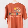 It's A Beautiful Day To Learn Cute Rainbow Boho Teacher Women's Comfort Colors T-Shirt Back Print Yam