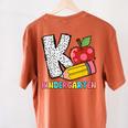 K Is For Kindergarten Teacher Pencil Apple Back To School Women's Comfort Colors T-Shirt Back Print Yam K Is For Kindergarten Teacher Pencil Apple Back To School Women's Comfort Colors T-Shirt Back Print Yam
