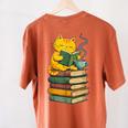 Kawaii Cats Lover Coffee Books Teacher Librarian Cat Women's Comfort Colors T-Shirt Back Print Yam