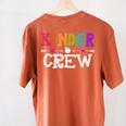 Kinder Crew Kindergarten Teacher 1st Day Of School Women's Comfort Colors T-Shirt Back Print Yam
