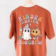 Kindergarten Boo Crew Halloween Floral Ghost Kinder Teacher Women's Comfort Colors T-Shirt Back Print Yam